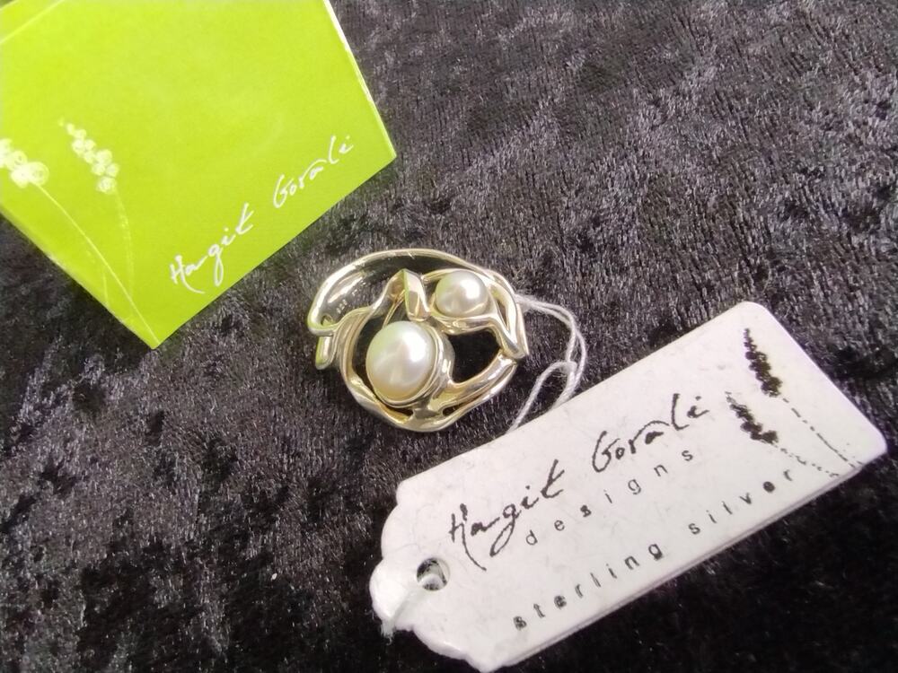Hagit Gorali NEW W/ Tag Sterling Silver & Pearl Pendant